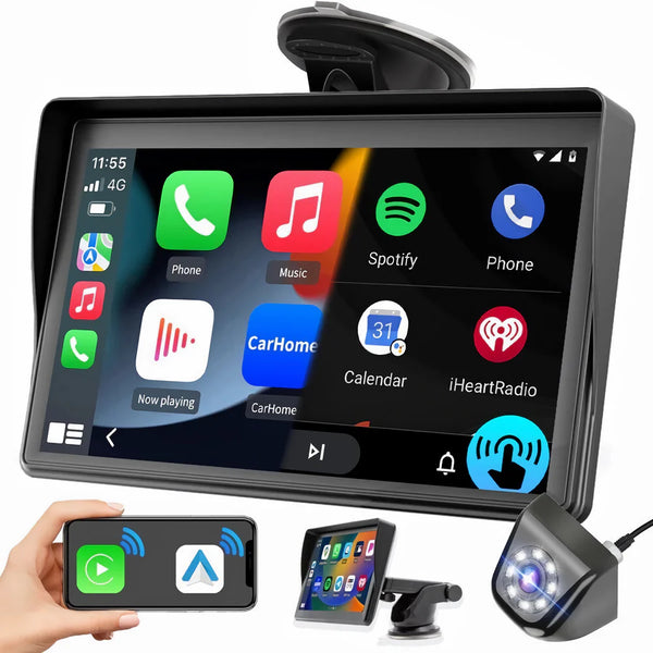 Mount the display. Secure the screen to your dashboard or...